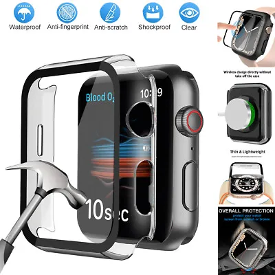 $9.42 • Buy For Apple Watch Series 7 8 45/41MM Tempered Glass Screen Protector Case Cover