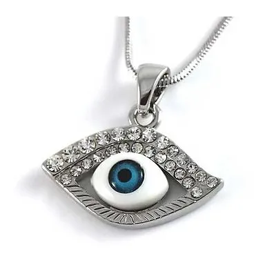 Evil Eye Protection Necklace Pendant Kabbalah Hand Of Fatima Hamsa  Silver • £6.95