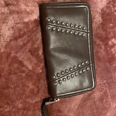 B Makowsky Wallet Brown Genuine Leather Studs Card Holder Billfold Vintage • $13.99