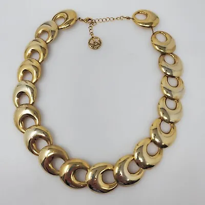 Vintage Crown Trifari Necklace Gold Plated Bold Chunky Link 18    • $19.59