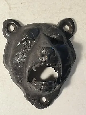 Vintage BLACK BEAR HEAD Cast Iron Wall Mount Bottle Opener Book F-426 • $40
