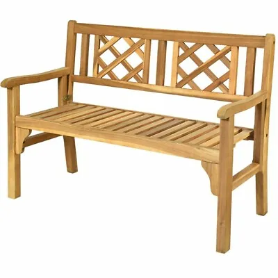 $135.99 • Buy Patio Wood Bench Folding Loveseat Curved Chair Garden Balcony Outdoor Furniture