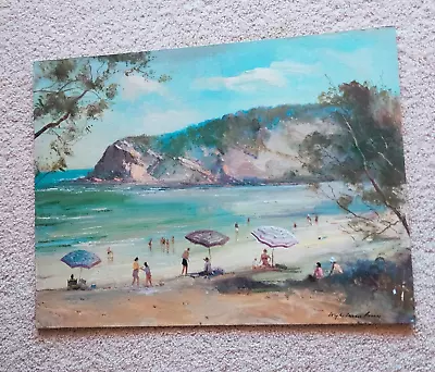 Wykeham Perry - Beach Scene-Orig. Oil On Canvas-Unframed 15 X 20  - Signed • $325