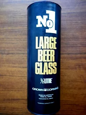 NO1 Large Beer Glass 1/2 Litre  Crown Corning  Australian Made  • $19.99