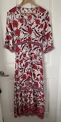 $99.95 • Buy Ladies Arnhem White Rose 3/4 Sleeve Maxi Dress Size 8