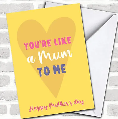 Typographic Yellow Purple Heart You're Like A Mum To Me Mother's Day Card • £6.29