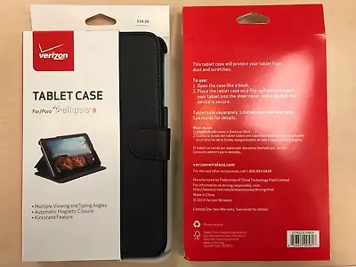 OEM Verizon Folio Stand Case For Ellipsis 8  - Black - • $8.95