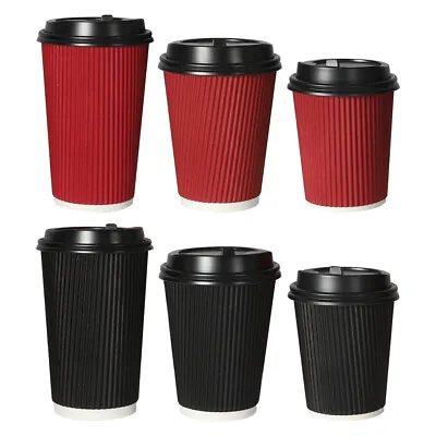 Disposable Coffee Cups With Lids 8OZ 12OZ 16OZ Thicken Paper Takeaway BPA Free • $61.99