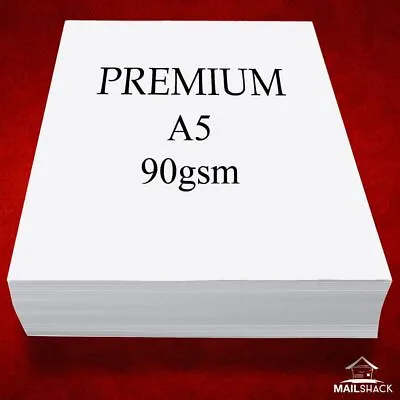 500 Sheets A5 PREMIUM 90gsm ULTRA WHITE Paper MAGNO Copier Printer High Quality • £7.85