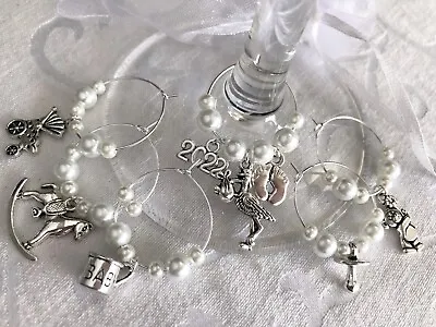 10 Baby Shower Favours 2024 Wine Glass Charms Christenings Mixed WHITE • £6.95