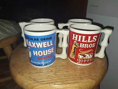 Set Of 4 Vintage V.G. Japan Coffee Mug Cup Hills Bros Maxwell House Sanka Yuban • $35