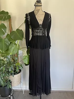 Vintage 90s Fairy Goth Black Witchy Full Length Maxi Mermaid Skirt XL • $32.29