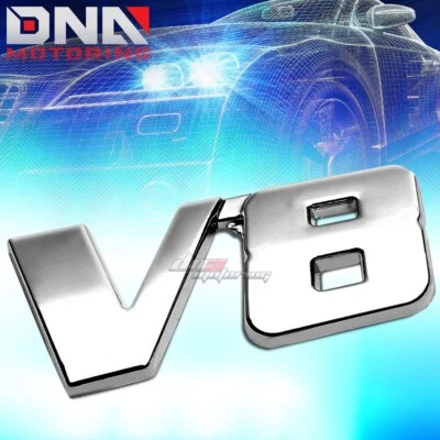$5.98 • Buy Aluminum Stick On Polished Chrome V8 Fender Car Decal Emblem Trim Badge Logo
