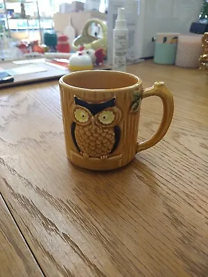 Unique Vintage Owl Souvenir Cup Mug Brown Handled Ceramic 3  Mug Cute Owl Themed • $14.99