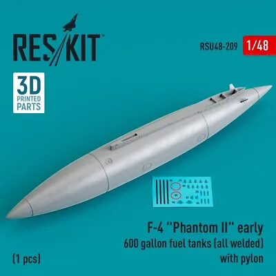 F-4  Phantom II  Early 600 Gallon Fuel Tanks (all Welded) 1/48 ResKit RSU48-0209 • $11.90