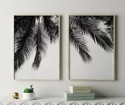 $89.55 • Buy Set Of 2 Black&White Palm Trees Beach Wall Art Prints. Look Great Framed