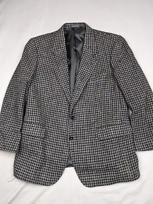 Oakton Ltd Classic Men 46R Gray Black Dupplin Houndstooth Wool Blazer Jacket • $24.94