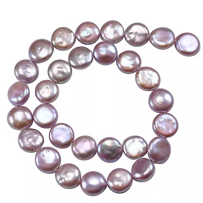 Mauve Lavender Coin Flat Disc Freshwater Pearls For Jewellery Making 13mm AA • £16.26