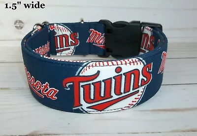 Minnesota Twins MLB Terri's Dog Collar Handmade Adjustable Baseball Fabric • $9.99