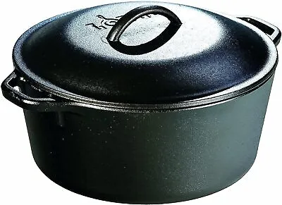 Lodge L8DOLKPLT Cast Iron Dutch Oven With Dual Handles Pre-Seasoned 5-QtBlack • $48.90