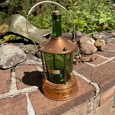 Vintage German Reuge Copper Green Bottle Glass Decanter Music Box Mein Papa • $23.95