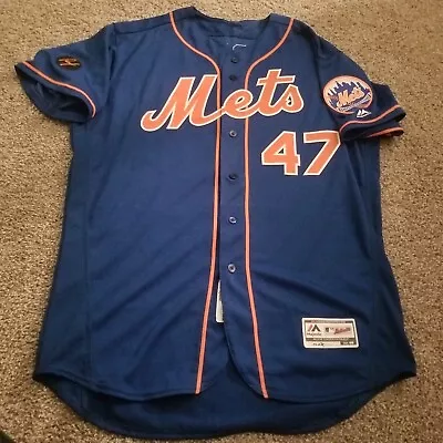 2018 MLB Game Worn Majestic New York Mets Gagnon Blue Alt Jersey Rusty Patch • $125