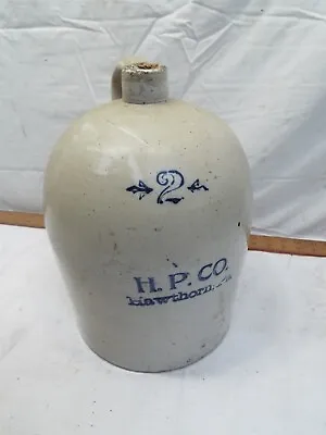 Antique Hawthorn PA 2 Gallon Stoneware Pottery Handled Jug Crock H.P HP Co  • $199.99