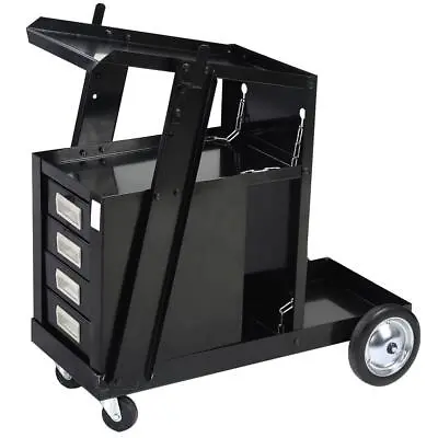 Welding Machine Welder Tool Cart MIG TIG ARC Plasma Storage With 4 Drawer Black • $94.99