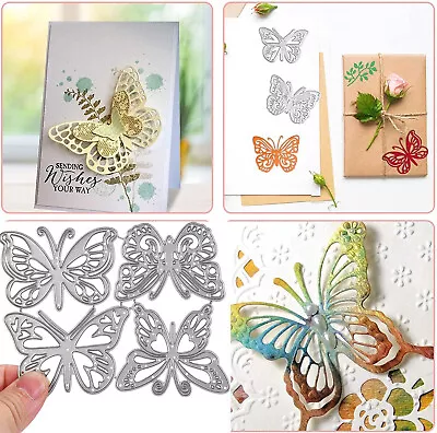 4pcs Butterfly Metal Cutting Dies Stencil Scrapbook Embossing Card Making Craft • £3.79