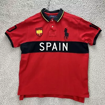 Polo Ralph Lauren SPAIN Polo Shirt Men's 2XL XXL Red Number 10 Big Pony VGC • $56.82