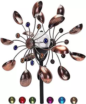 Wind Spinner Outdoor Metal - Multi-Color Seasonal LED Lighting Solar Powered  • $48.70