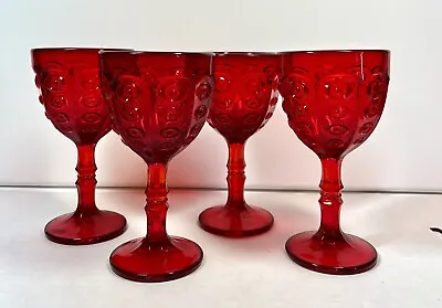 Vintage Viking Ruby Yesteryear Bull's Eye 5  4 Oz Wine Goblets (4) • $20