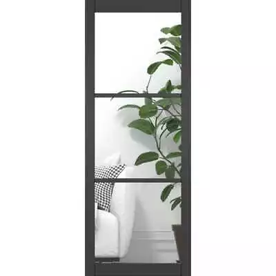 Black Heritage Slimline 3 Lite Clear Glazed Internal Door • £202