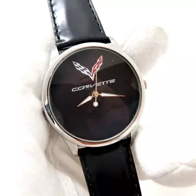 CORVETTE Sleek Elegance Leather Rally Band 8.5  RARE MEN'S CHARACTER WATCH 185 • $99.99