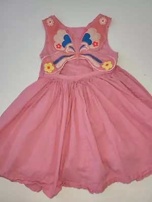Mini Boden Butterfly Back Applique Dress Size 5-6 Pink Swiss Dot • $45