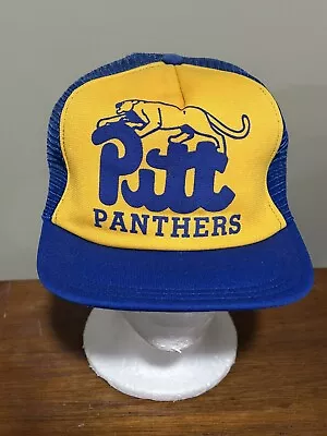 Vintage Pitt Panthers Truckers Hat Yellow And Navy Blue Very Clean! Made In USA • $24.99