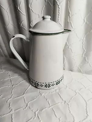 Vtg Ralph Lauren Enamel Coffee Tea Pot Tea Kettle Made In Japan Green White • $20