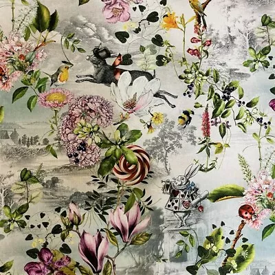 £2.49 • Buy Fantasy Alice In Wonderland Cotton Upholstery Curtains Soft Furnishing Fabric