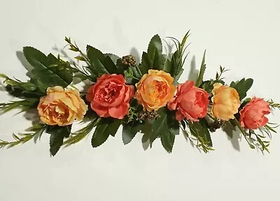 Terracotta Orange Tea-Rose 19  Wall Door Arch Silk Flower Arrangement Decor 2230 • $15.97