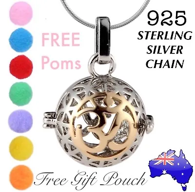 $14.50 • Buy OM Aroma Essential Oil Diffuser Locket 925 Sterling Silver Chain Necklace Gift