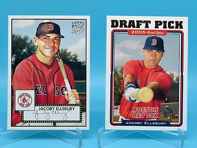 JACOBY ELLSBURY • 2005 Topps Update RC UH317 Draft + 2007 '52 #91 • $6