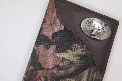 ZEP-PRO BUCK DEER Leather & Nylon Roper MOSSY OAK Camo  WALLET TIN GIFT BOX • $48