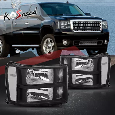 Black Housing Clear Corner OE Style Headlights For 07-14 GMC Sierra 1500-3500 • $109.98