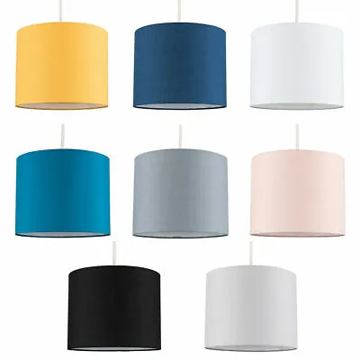 Ceiling Light Shade Lampshade Cotton Drum Pendant Lamp Easy Fit Living Room Home • £12.95