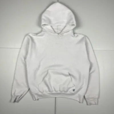 Vintage 90s Discus Blank Thin Distressed Hoodie Sweatshirt White M  • $29.99