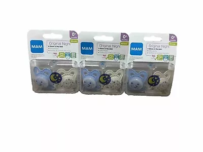 3 X Packs Of 2 MAM Night Soothers 0+ Months Glow In The Dark • £19.99