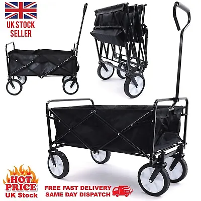 Wagon Cart Trolley Folding Multi Purpose Festival Garden Big Wheels Holds 80kg • £37.99