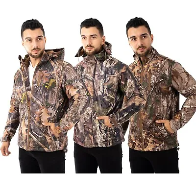 Mens Camouflage Padded Jacket Hunting Hiking Fishing Hooded Outdoor Army Jungle  • £28.99