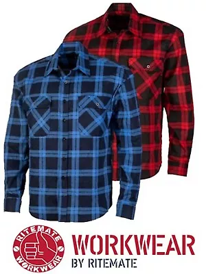 Ritemate - Open Front Long Sleeve Flannelette Mens Work Shirt -rm123sof • $19.95