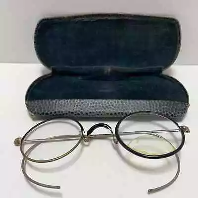 Vintage Eye Glasses Wire Rim - Round / With Case • $13.97